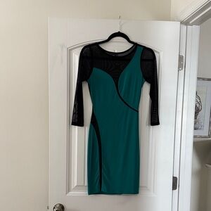 Frederick's of Hollywood Teal and Black Long Sleeve Dress